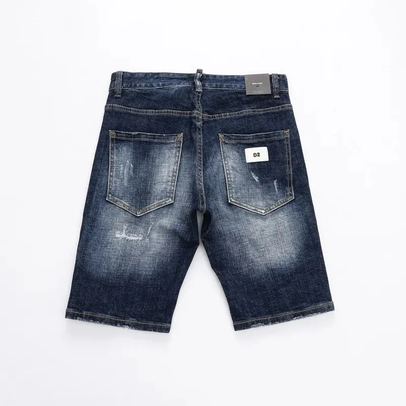 Summer Style dsq Italy Brand Jeans Mens Slim Short Jeans Men Denim Trousers Zipper Stripe Hole Blue Hole Shorts Jeans for Men