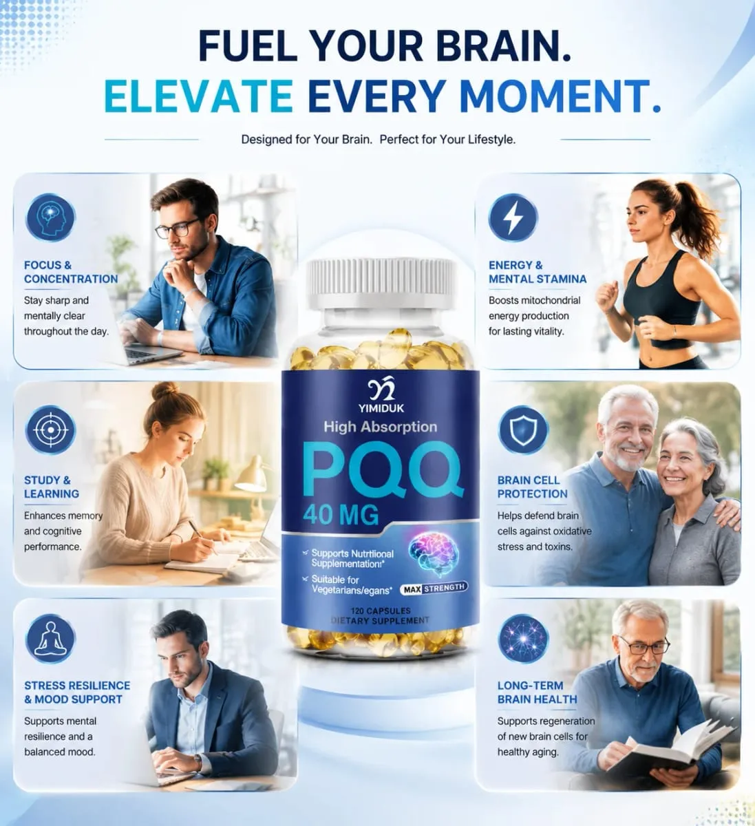 Premium PQQ Capsules Supports Brain Heart & Joint Health Enhances Sleep Quality Metabolism & immune Reduces Inflammation