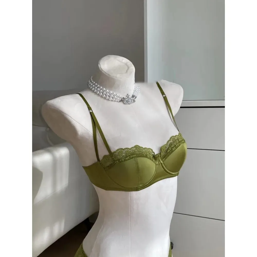 Ensemble de Lingerie française demi-tasse pour femmes, sous-vêtements doux, push-up, fines bretelles, sous-vêtements légers, soutien-gorge d'été, 32-38AB — image 3