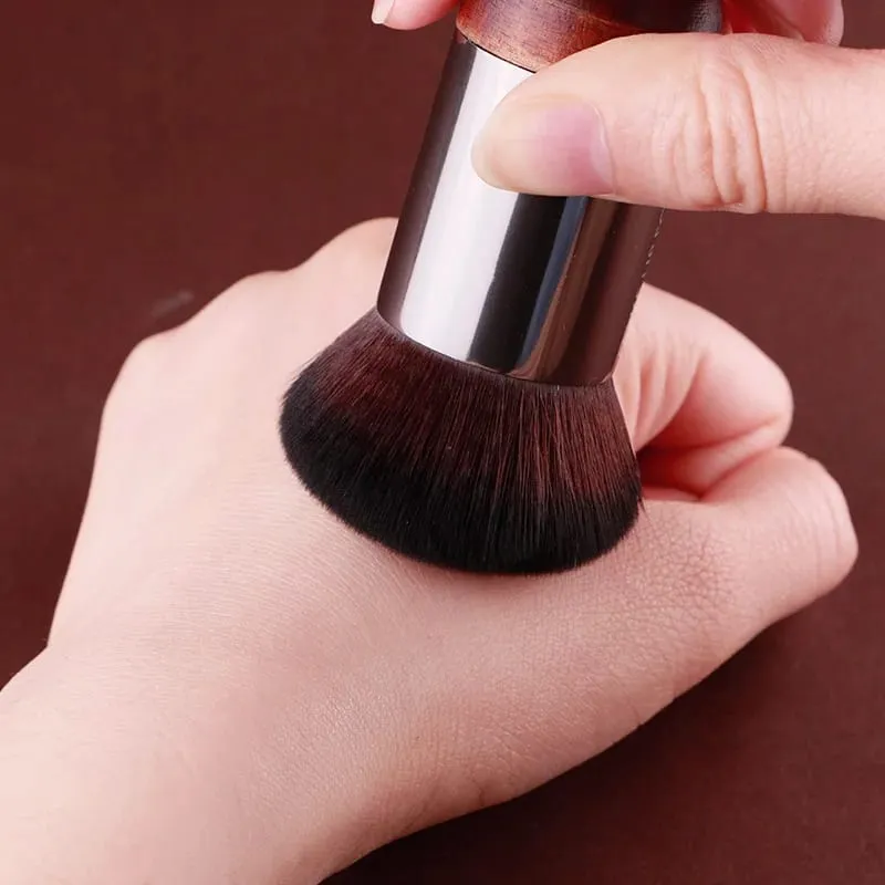 1 kus #112 Přenosný úhlový plochý štětec na make-up Přírodní dřevo Leštící podkladový kryt Profesionální štětce na make-up — image 2