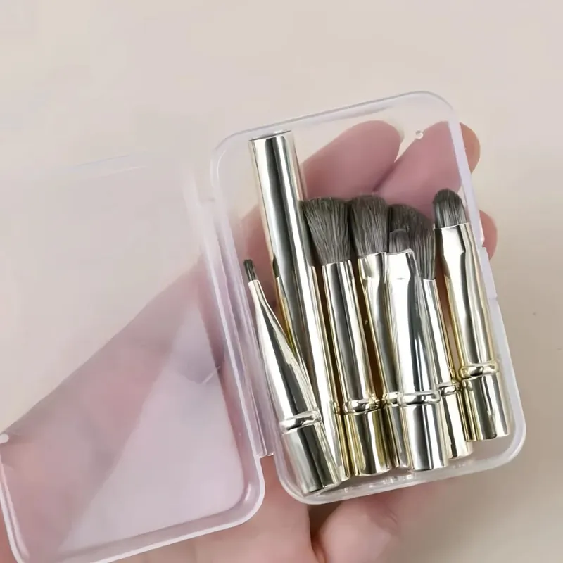 6-Piece Black Portable Makeup Brush Replacement Brush Head Set Nose Shadow Brush Travel Set — image 9