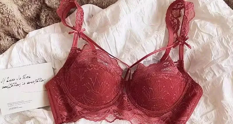 Adjustable Lace Bralette for Small Chest Bra Set Removable Straps & Thin Padding Soft Wire Comfort Muslim Girls Underwear
