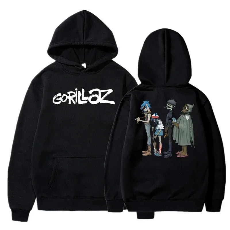 The Autumn and Winter Pullovers Long Sleeve Loose Soft Sweatshirt Streetwear Coat Gorillaz Printing Women and Men Hoode