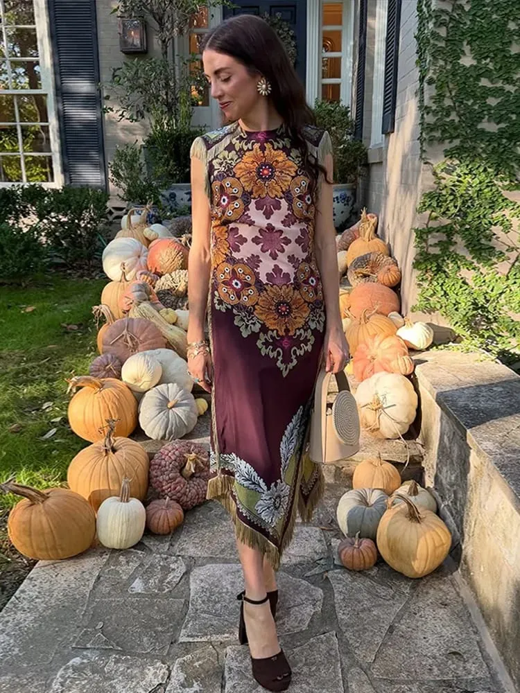 Elegante Gedruckt frauen Quaste Kleid Mit Fransen Ärmellose Dünne Unregelmäßige Party Abendkleider 2026 Frühling Sommer Dame Vestidos — image 5