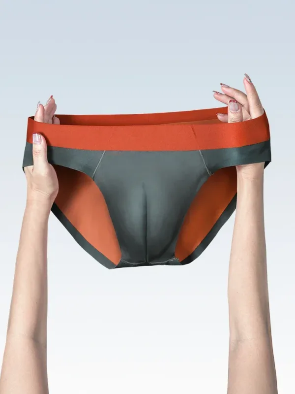 Men's ice silk seamless underwear men breathable briefs summer thin boys sports low waist short shorts head