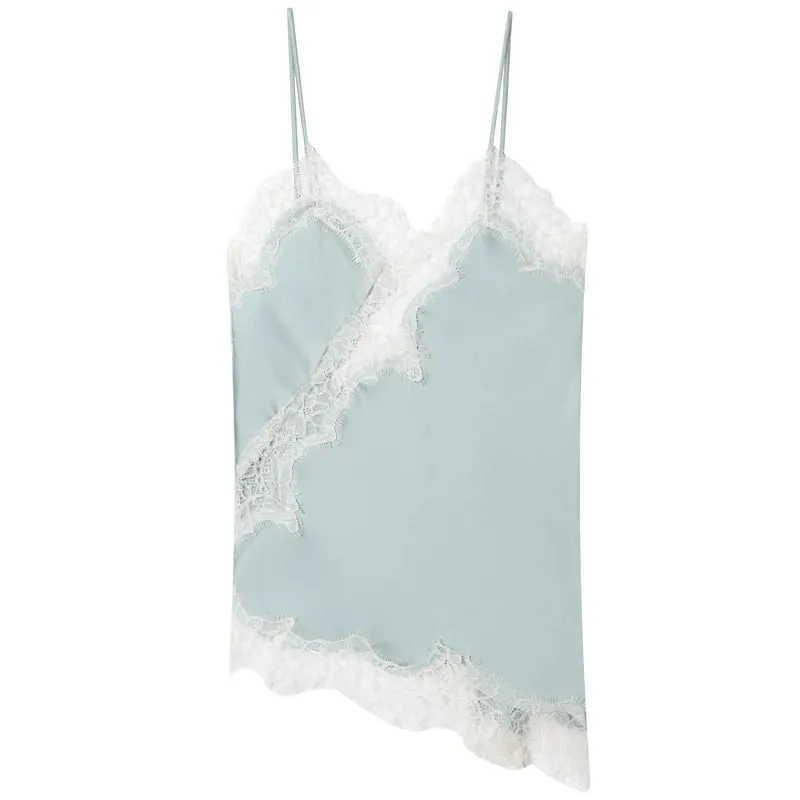 2025 Babae Asymmetrical Slip Top Babae Sexy Black Yellow Blue Top Lace Tanks & Camis Chic Y2K Sleeveless Backless Camisole