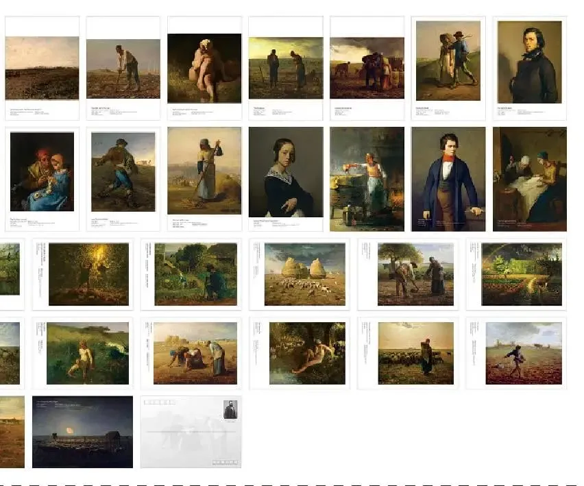 30Pcs Jean-Francois Millet Art Painting Cards INS Style Decorative Wish Greeting Card For Wall Sticker DIY Gift Message Postcard