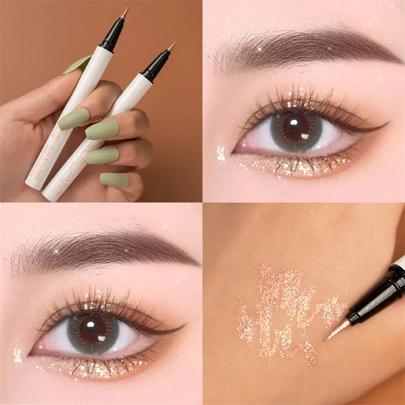 Pearlescent White Liquid Eyeliner Pen Waterproof Non-dizzy Eye Liner Shadow Pen Fast-drying Lasting Shiny Lying Silkworm Pencil — image 12