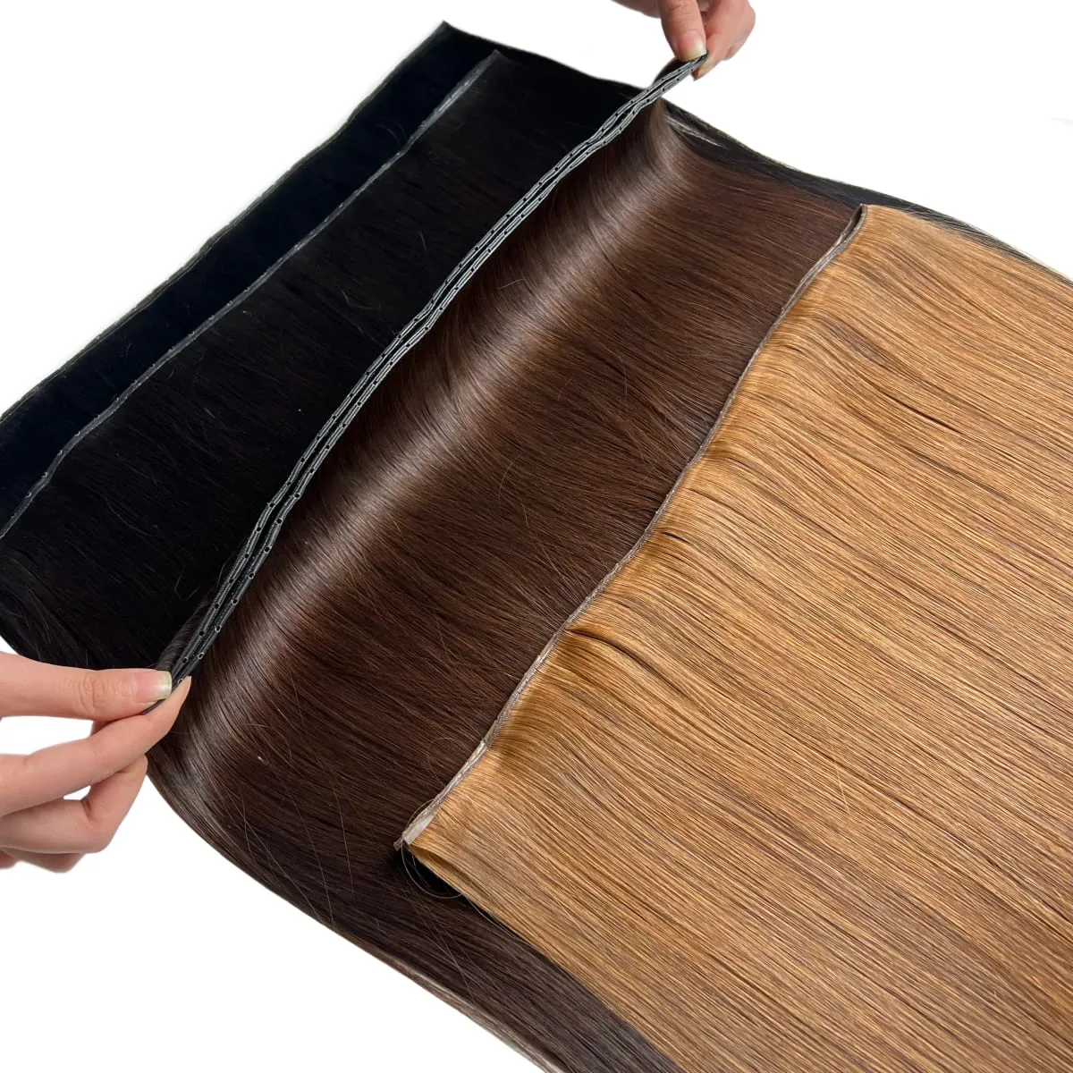 Butterfly Weft Hair Extensions Human Hair Invisible Flat PU with Hole Twin Tabs Hair Weft 12-24inch Micro link 100g