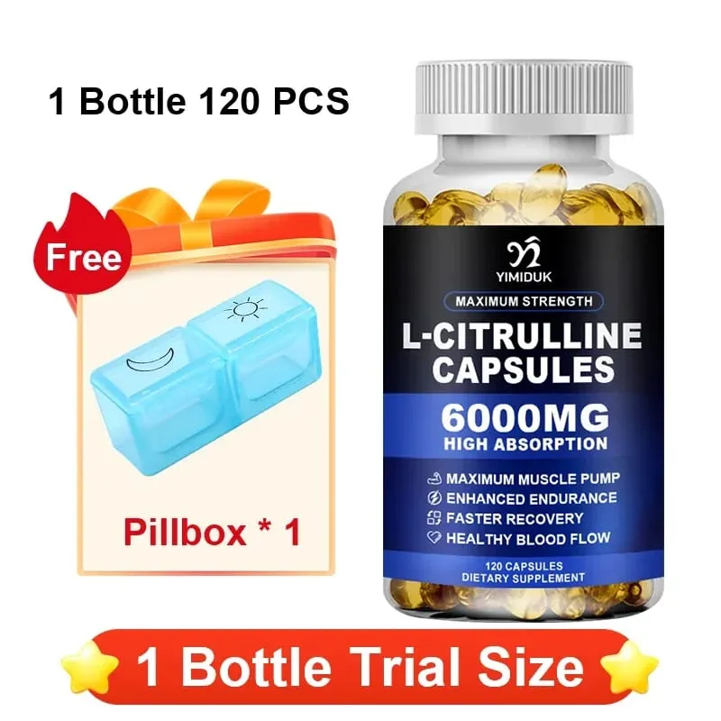 High Strength L-Citrulline Capsules with Gelatin Vitamin E Aid Vasodilation Build Muscle Fullness Quicken Recovery — image 11