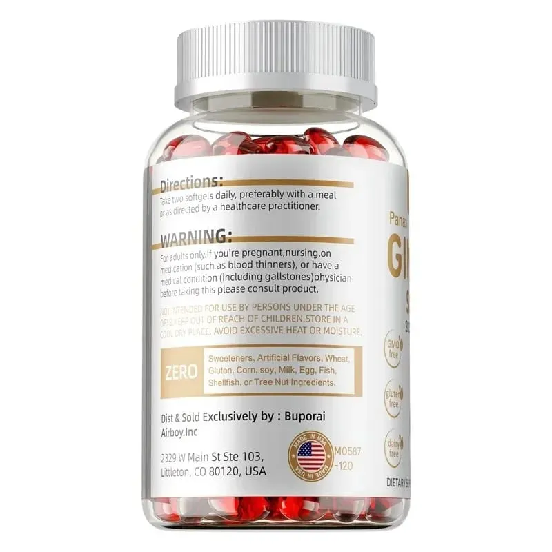Panax Ginseng Capsules Ginseng Root Extract Supports Energy Strength Vigor Performance in Women and Men