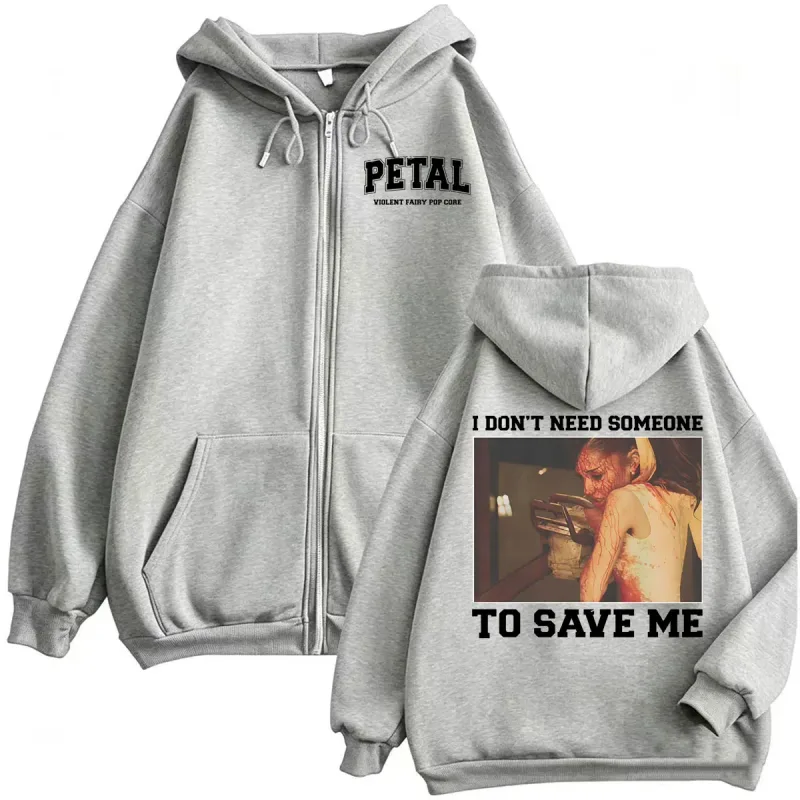 Ariana Grande Petal Core I Don't Need Someone To Save Veste Sweatshirts Manteaux Hommes Femmes Casual Confortable Haute Qualité Zipper Hoodies