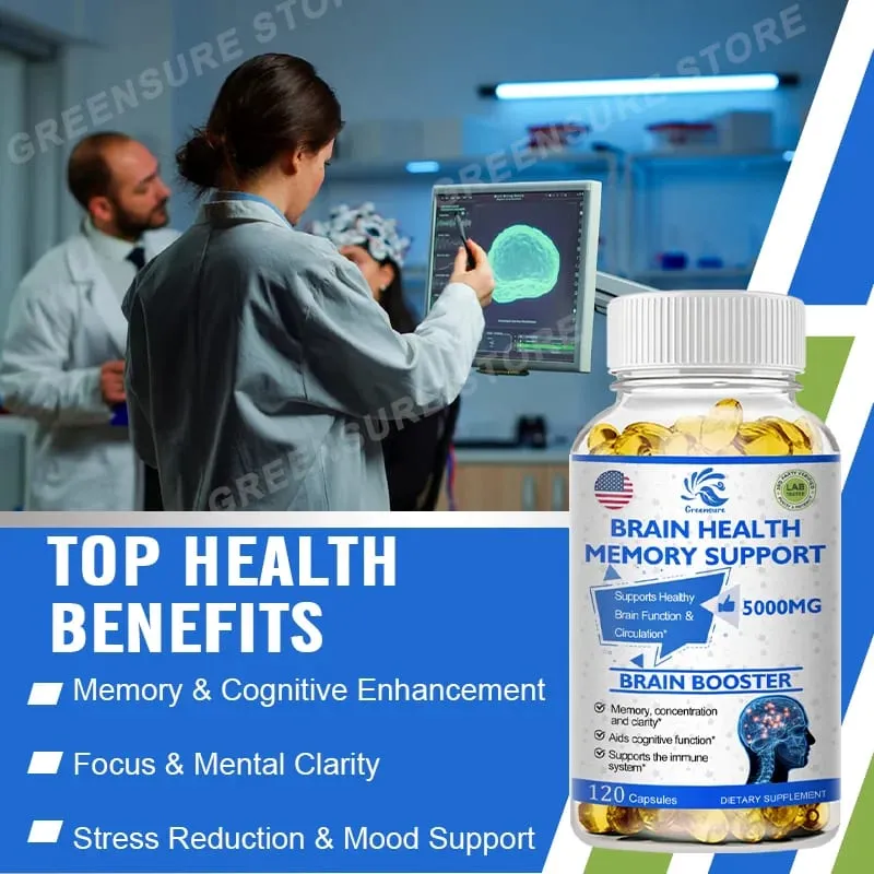 Brain Capsules with Ginkgo Biloba B6 Memory Focus Intelligence Brain Function Health