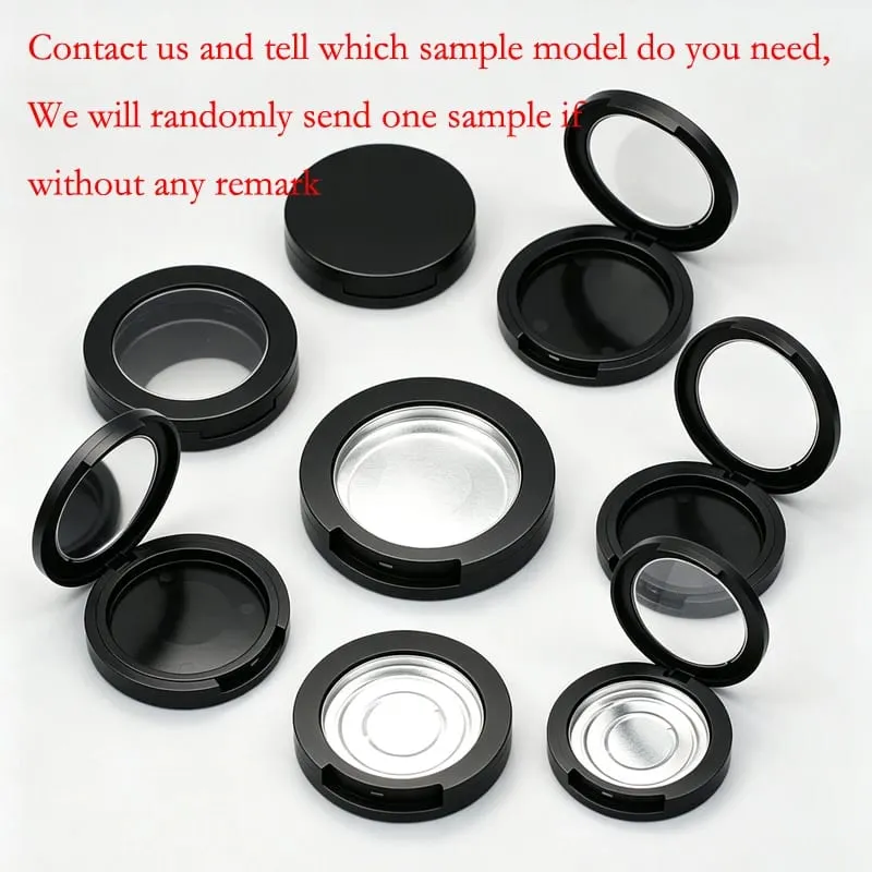 Batch Price For Black Color Round Shape Plastic Makeup Packaging Empty Compact Powder Case Powder Blusher Container