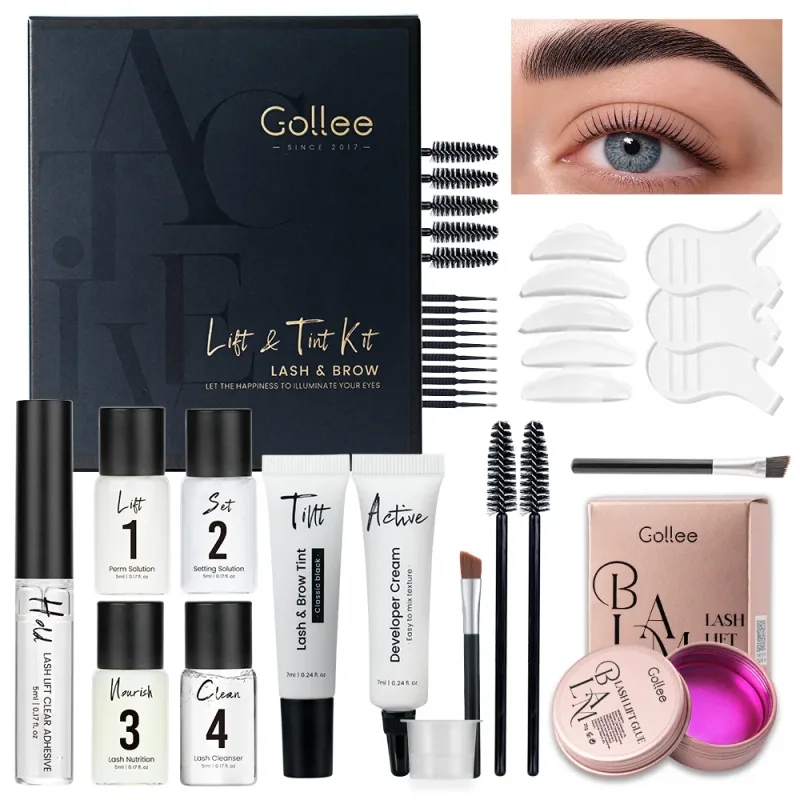 Gollee Lash and Brow Curling Perm Kit Natural Eyelash Lifting Perm Treatment Makeup Long Lasting 4-6 Weeks For Lash Curler Perm