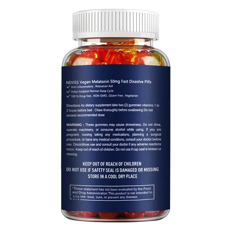 Melatonin Gummies 50mg - Sleep Support Stress Relief Improved Sleep Quality Boosted Energy Production Increased Vitality