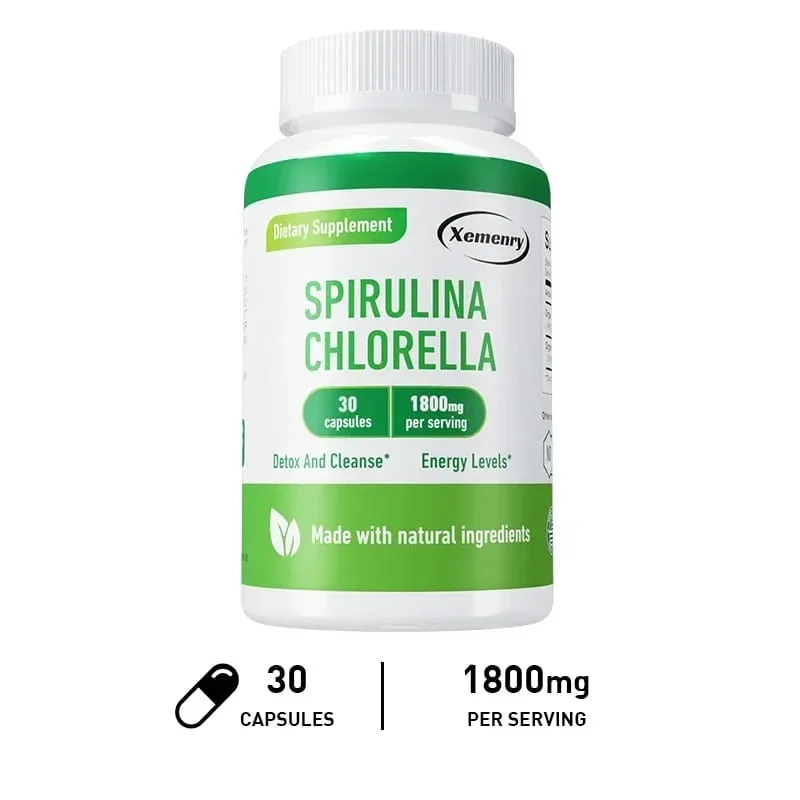 Spirulina Chlorella Capsules - Υποστηρίζει την υγεία του καρδιαγγειακού και του ανοσοποιητικού συστήματος Ισχυρό αντιοξειδωτικό
