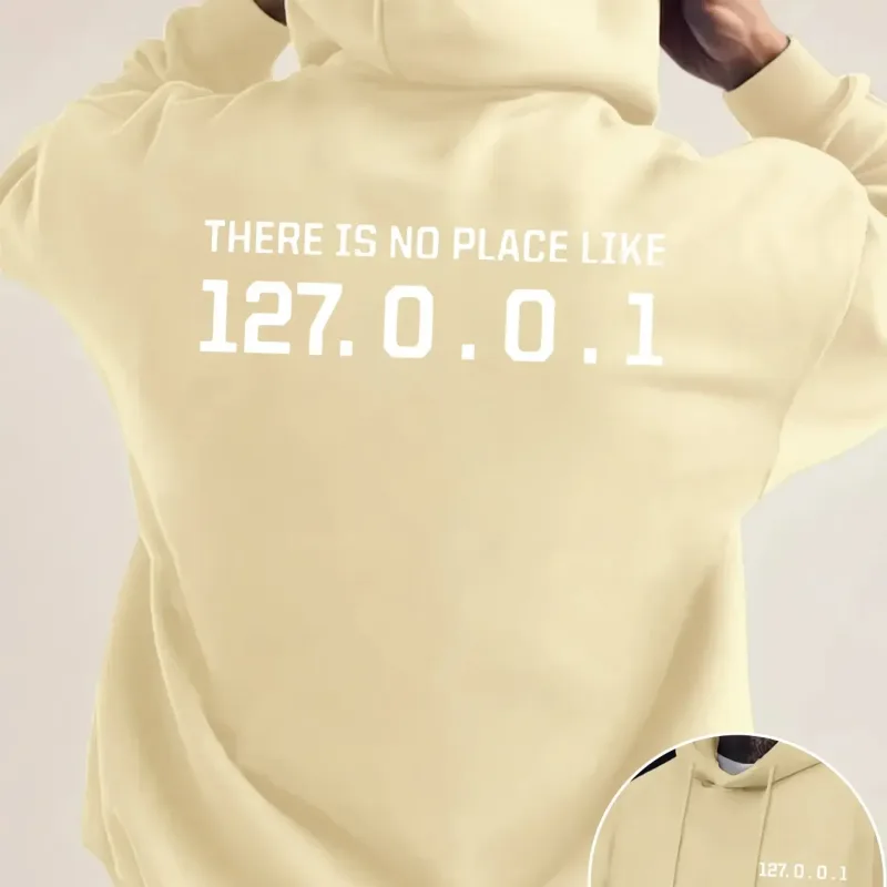 Programmer Geek 127.0.0.1 Hoodies gráficos de texto para homens com estampa dupla face macia de lã solta com capuz