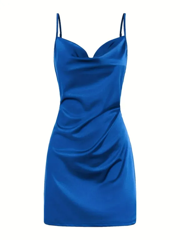 2024 Lady Va Voom Satin Hip Suspender Dress na Pambabae