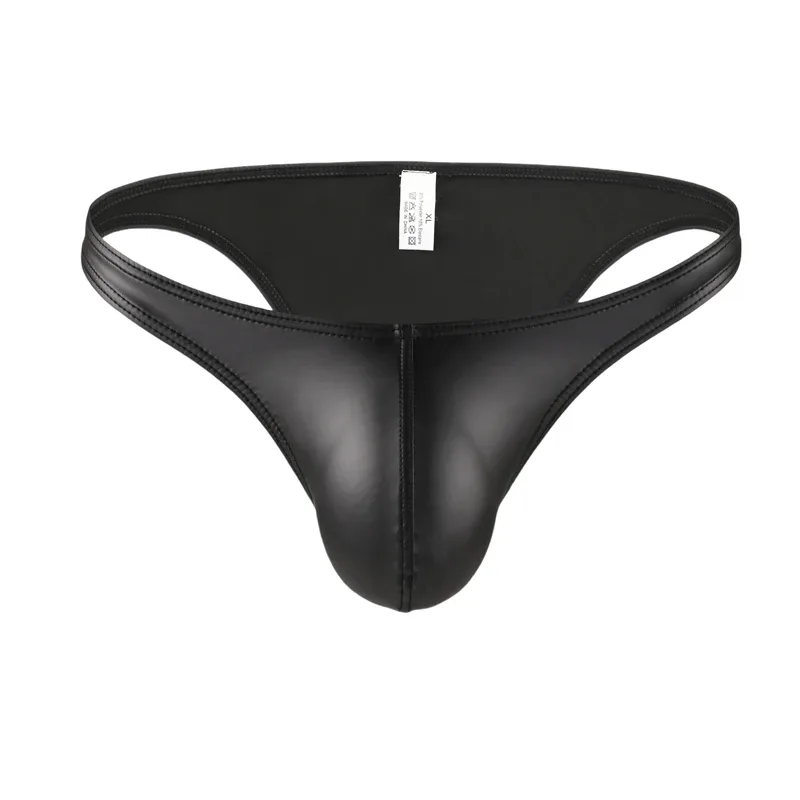 Slip bikini in ecopelle da uomo mutande U Pouch Slip sexy per uomo Lingerie di alta qualità Cuecas Calzoncillos Mutandine maschili