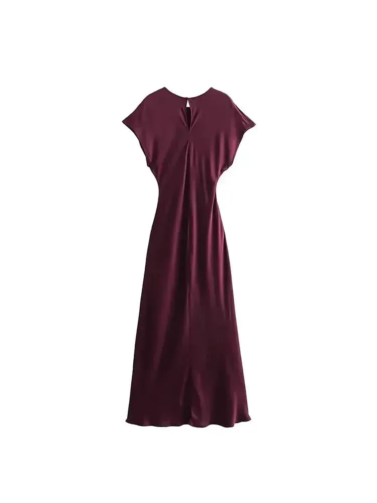 Vestido Midi de satén para mujer, vestidos largos para mujer, vestidos de noche elegantes y elegantes, vestido de fiesta para mujer