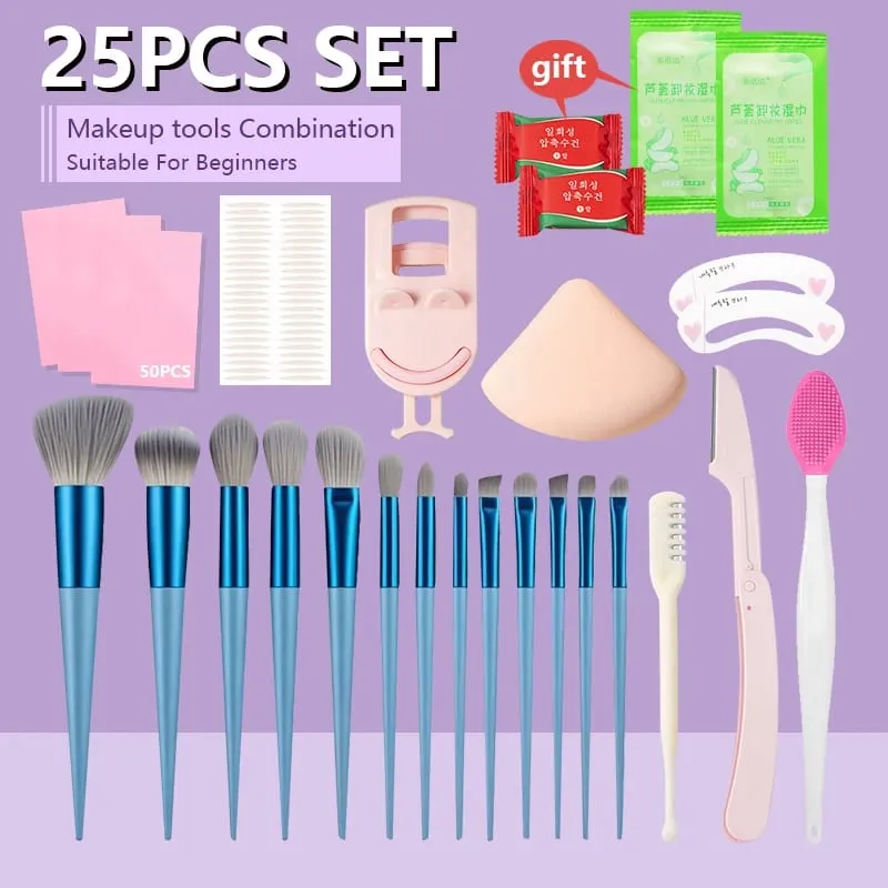 47PCS Set Waterproof Makeup Set BB Cream Eyebrow Pencil Eye Shadow Eyeliner Pencil Mascara Lipstick Loose Powder Brush Tool Set