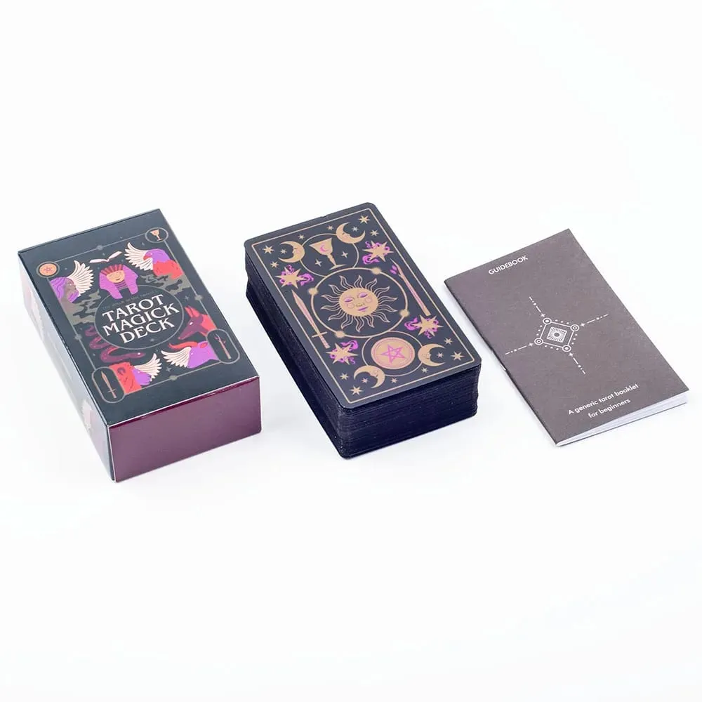 Tarot Magick Deck with Guidebook Color Edged Cards Fate Divination FortuneTelling Card Games Party Board Game 10.3x6.1cm