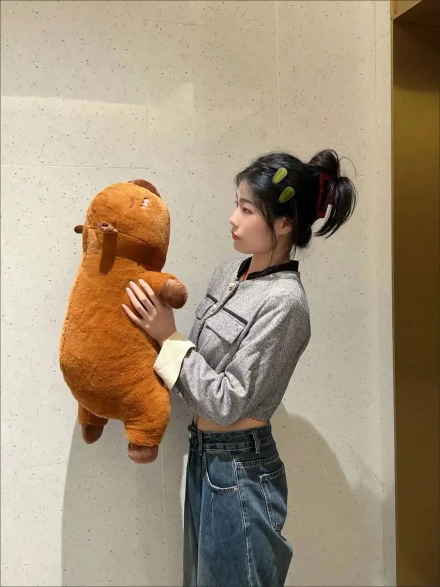 Kawaii Capybara Plush Toy Stuffed Capibara Fluffy Doll Long Sleep Soft Pillow Sofa Cushion Nap Sleeping Toys for School Xmas — image 8