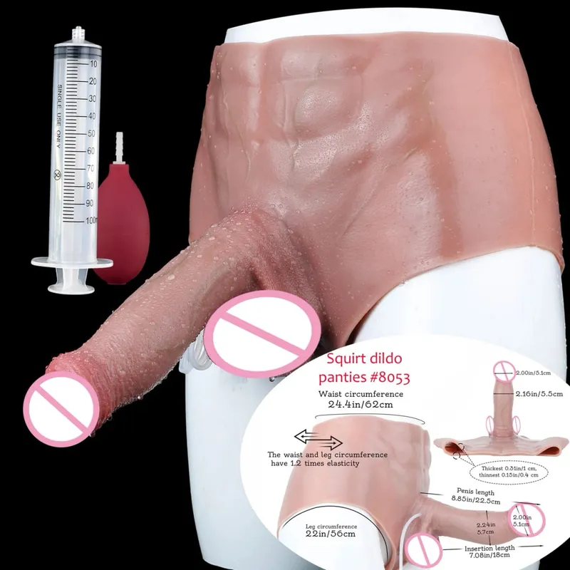 Black Nude Strapon Big Realistic Ejaculation Dildo Silicone Squirting Panties With Simulated Solid Penis Sex Toy For Women — image 39