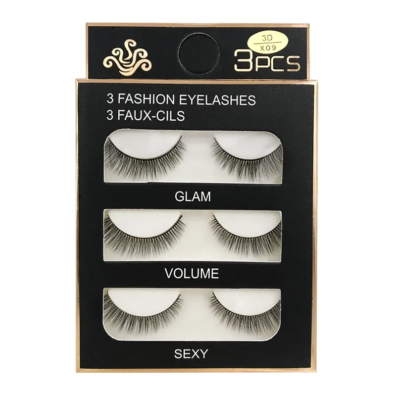 Faux Cils 3 Pairs False Eyelashes Natural Long 3D Mink Lashes Soft Fluffy Wispy Handmade Fake Lashes Eye Makeup Tools Maquiagem