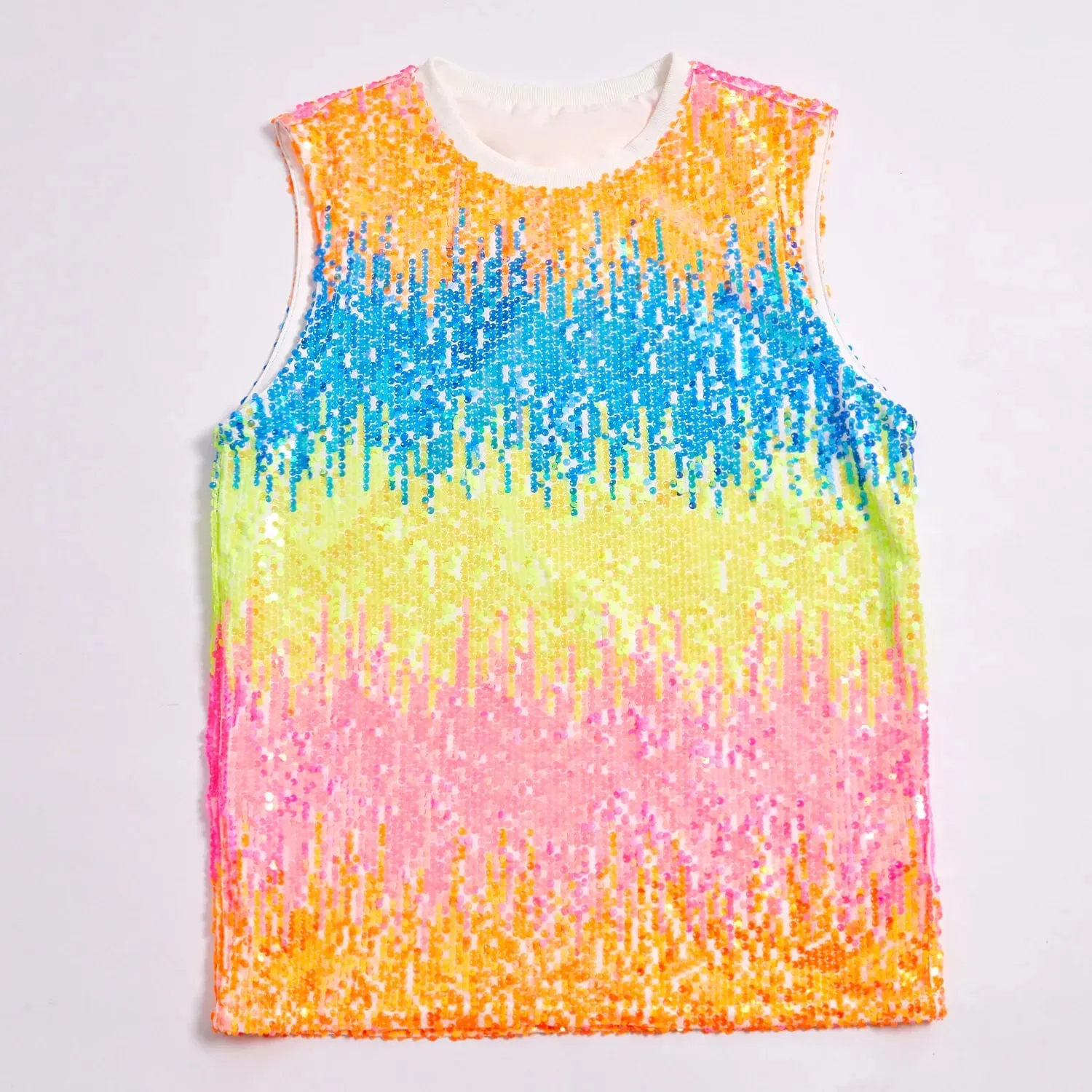 2025 Fashion Pullover Sleeveless Multi-color Sequined T-shirt/vest for Women Urban Street Style Multicolored Women's Tank Top