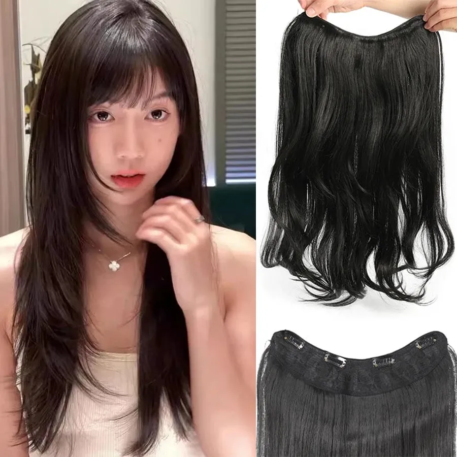 Synthetic Wig Women's Traceless Invisible U-shaped Long Straight Hair Natural Extension Wig for Daily Party Halloween Christmas — image 2