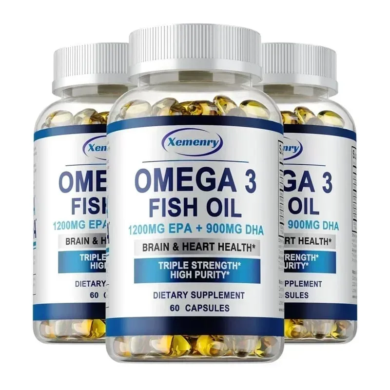 Omega 3 Fish Oil - Supplement with DHA EPA Promote Cellular Energy Health Supports Heart Brain & Joint Health Antioxidant