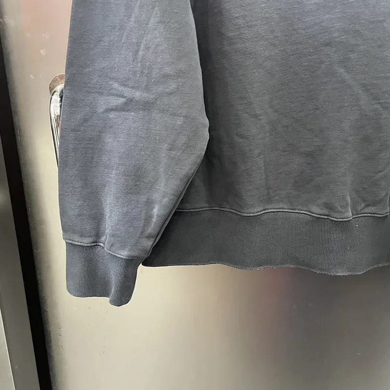 26FW Heavy Fabric Cotton Loose Rhinestone Rivet Satoshi Nakamoto Sweatshirts Men Women Vintage Charcoal Gray Green Pullovers