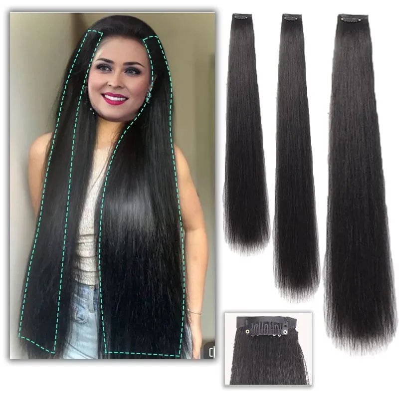 Synthetic black women's vertical hair extensions hair extensions five different lengths of headwear for women's wigs — image 2