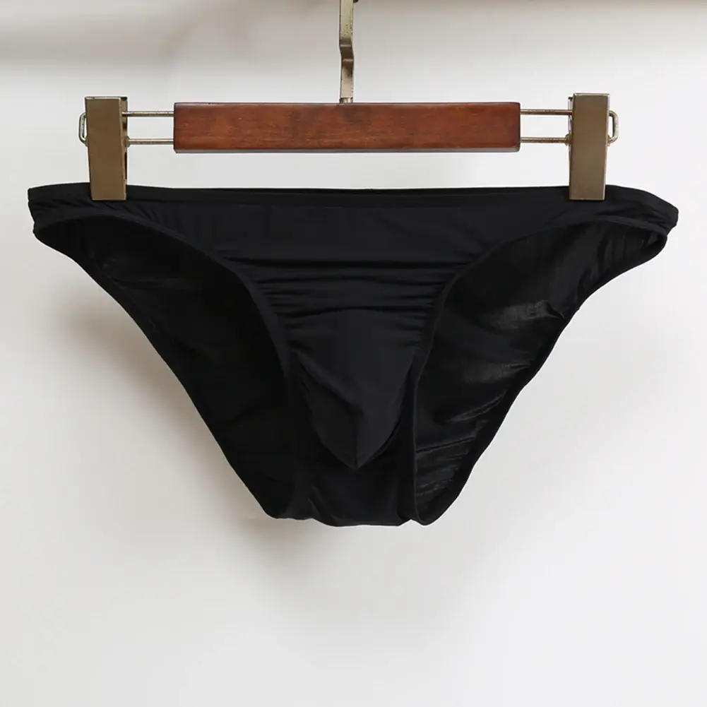 Sexy Men Bulge Pouch Briefs Underpants Panties Bikini Solid Color Transparent Briefs Underwear Pump Man Glossy Panties