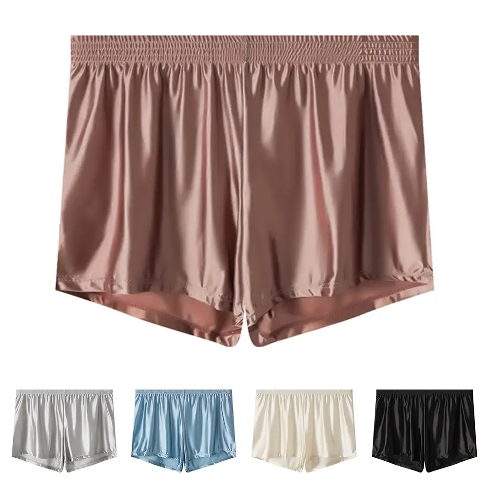 1 pz Uomini di Seta del Ghiaccio Liscia Solido Boxer Mutandine L-3XL di Grandi Dimensioni Allentato Degli Indumenti Da Notte Della Biancheria Intima Tronchi Senza Soluzione di Continuità Comodi Indumenti Da Notte