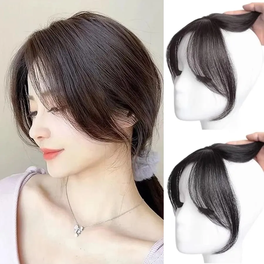 Synthesis Wig Middle-part Bangs Hair Extensions Clip In Forehead Natural Seamless French Oblique Bangs Eight-character Bangs — image 2