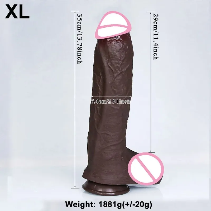 4 storlekar Realistisk Mjuk Stor Dildo Dubbel Silikon Sugkopp Penis Par Onani Enorm kuk Kvinna Man Anal Vuxen Sexleksak
