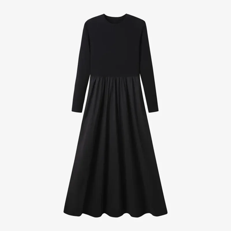 AS AW25 Patchwork dress round neck ribbing top + skirt + cardigan woman clothes