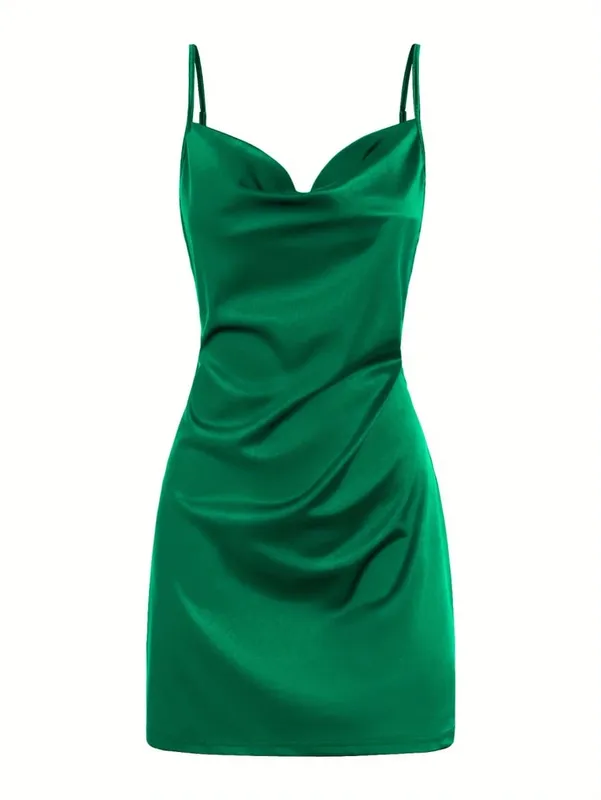 2024 Lady Va Voom Satin Hip Suspender Dress na Pambabae