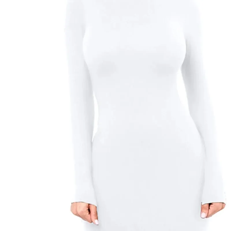 Vinter Svart Turtleneck Sexig Damklänning Höst Långärmad Skinny Midi Boydcon Casual Blå Plysch Knälång Party Club