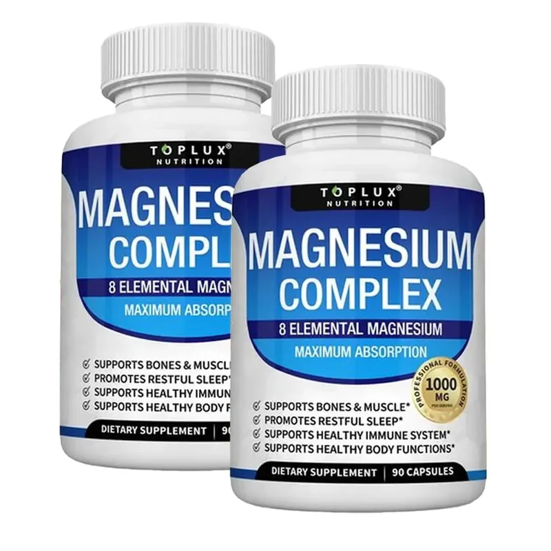 Magnesium Complex Supplement 1000mg - Magnesium Glycinate Citrate Malate Taurate for Bones Muscle Energy 90 Vegan Capsules