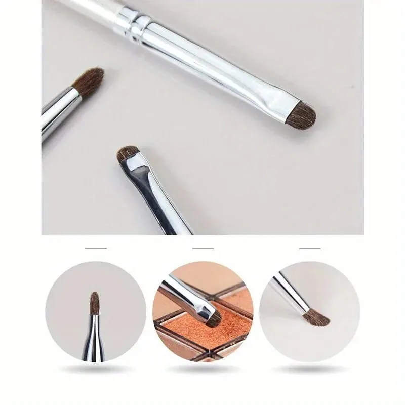 3 szt. Małe pędzle do cieni do powiek ze srebrną rączką do szczegółowego blendowania makijażu smokey eyeliner Profesjonalny zestaw pędzli kosmetycznych