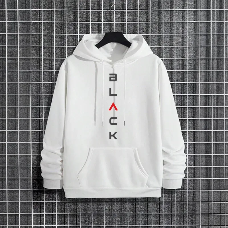 Black Letter Print Hoodies for Man Autumn Winter Hot Sale High Quality Hooded Sweatshirt Home Outdoor Casual Sport Warm Pullover — image 7