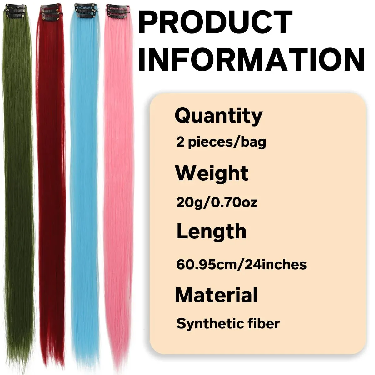 2PCS synthetic color hair extension piece wig women's highlighting clip hair heat-resistant wig piece long straight hair