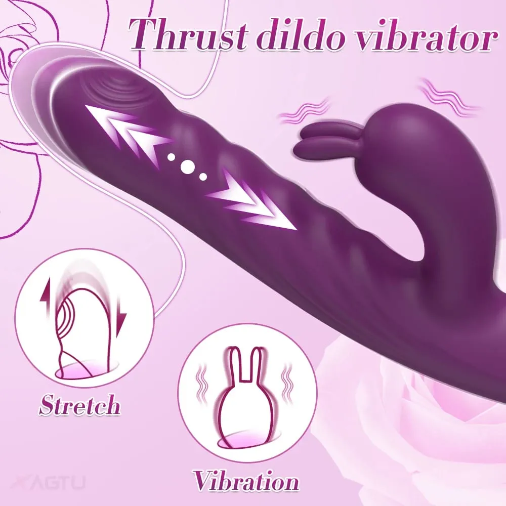 Thrusting Rabbit Vibrator for Women Go and Come G-Spot Dildo Vibrator Clitoris Stimulator Female Masturbation Sex Toy for Women