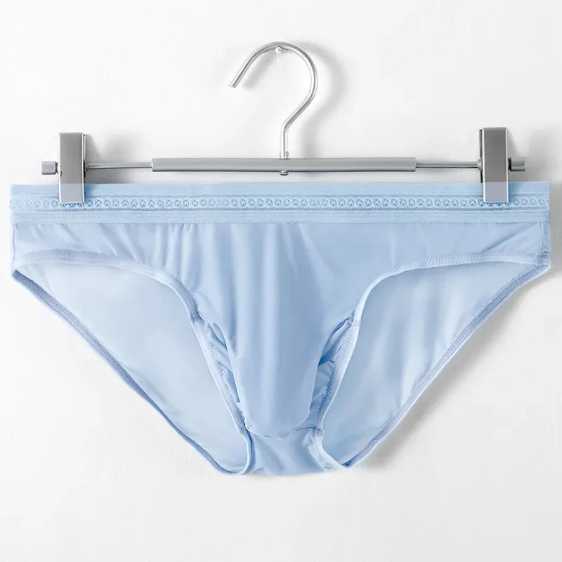 1/3PCS Men's Ice Silk Briefs Ultra-thin Quick Dry High Elastic Lace Waistband Panties Sexy Seamless Breathable Bikini Underwear