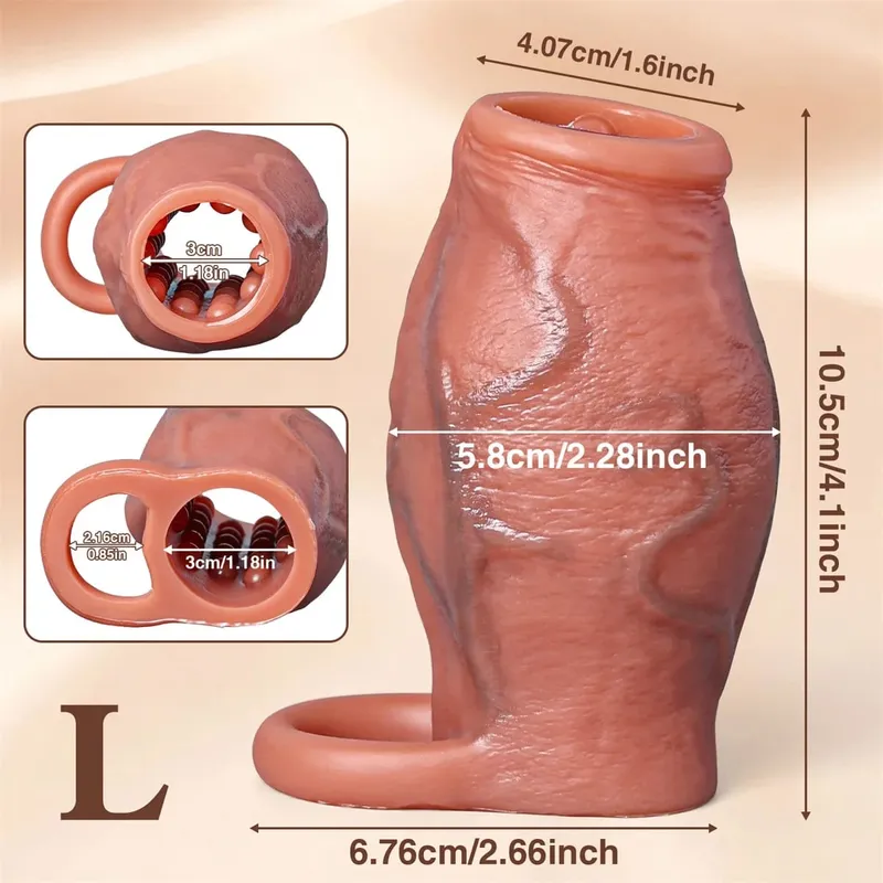 Skin Feeling Realistic Dildo Dick Pump Sleeve Enlargement Penis Covers Extender Men's Condoms Cock Ring Adult Sex Toy For Male