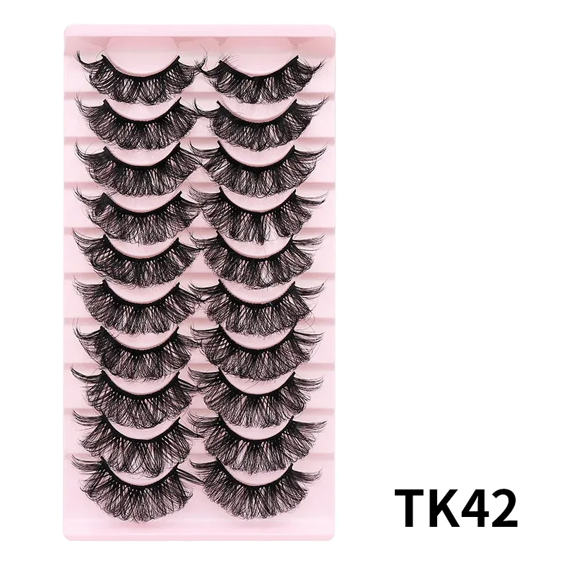10 Pairs Russian DD Curl Bulk Fluffy Strip Lashes Natural Soft False Eyelashes Reusable Handmade Eye Lashes for Daily&Party